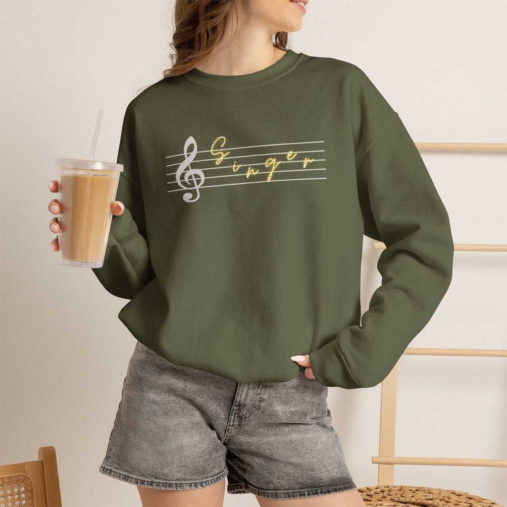 Music Staff Singer Crewneck Sweatshirt — Vocalist Musician Sweatshirt