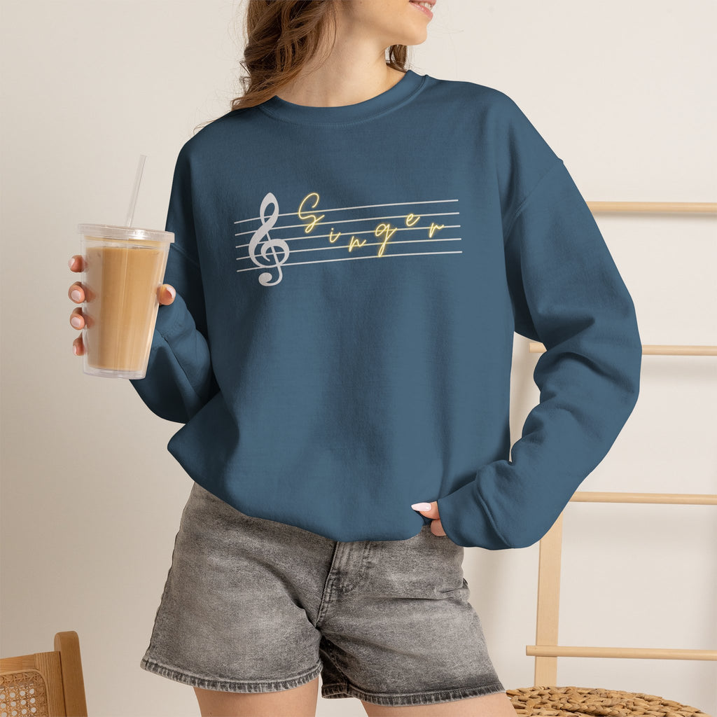 Music Staff Singer Crewneck Sweatshirt — Vocalist Musician Sweatshirt