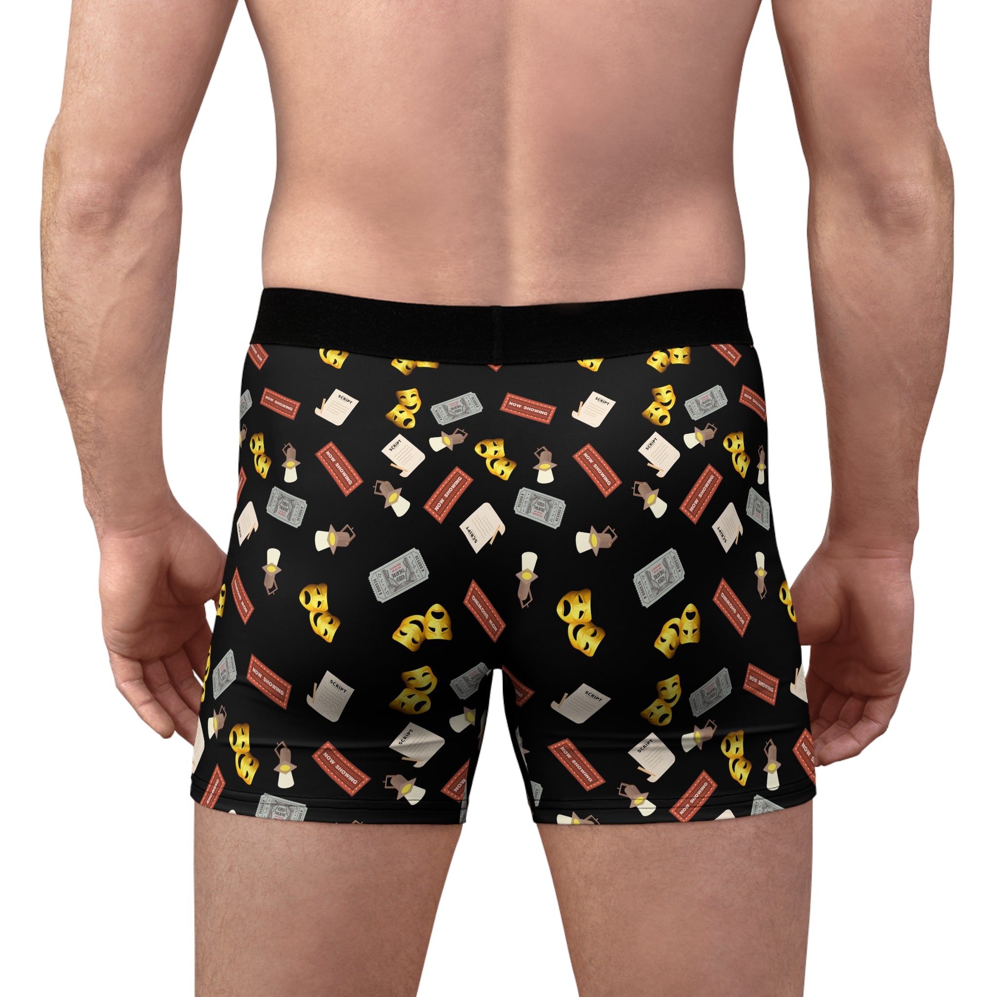 Comedy & Tragedy Theatre Mask Men's Boxer Briefs — Stage-Themed underwear for him