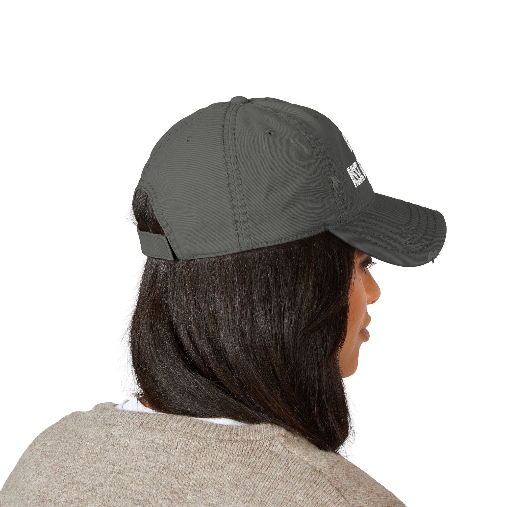 Number 1 Assistant Director distressed baseball hat, Distressed Embroidered Cap