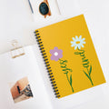 Floral Yes and Ruled Spiral Notebook, Inspirational Daisy Journal