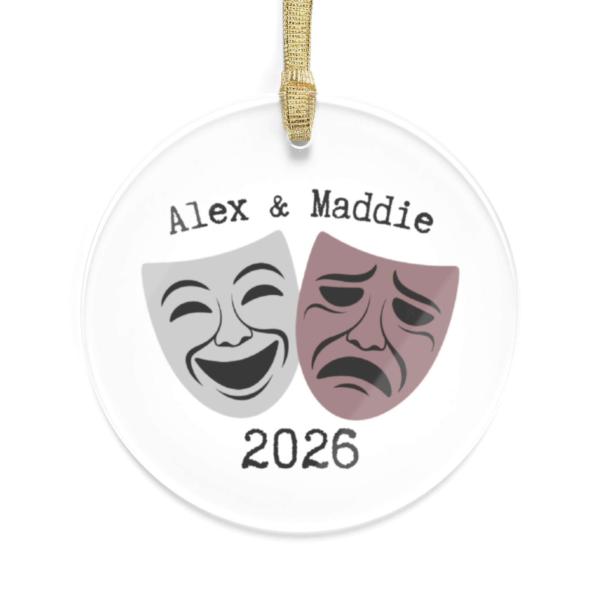 Personalized Comedy & Tragedy Theater Ornament for Couples