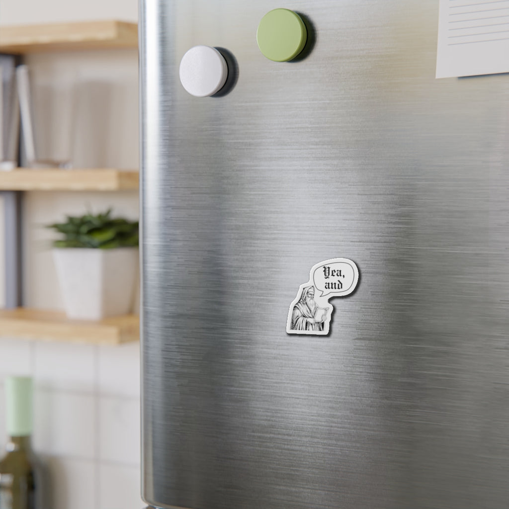 Yea, And old timey Die-Cut Magnet Illustration with Speech Bubble