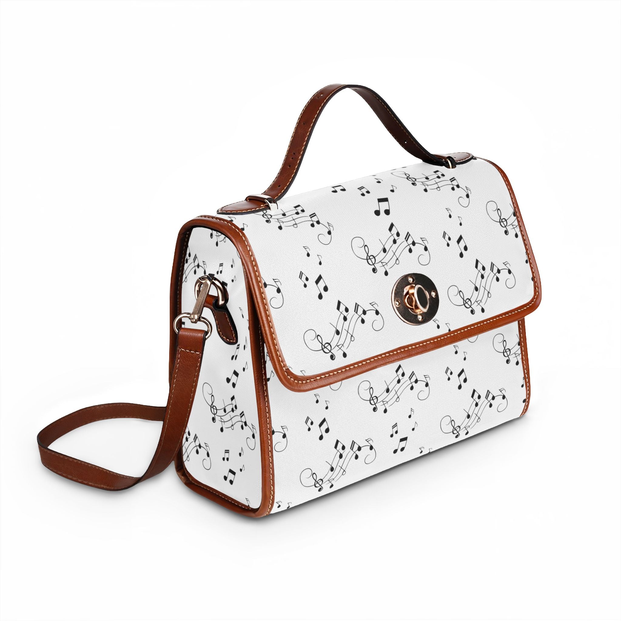 Musical melodies Music Notes Waterproof Canvas Bag, Musical Notes Pattern