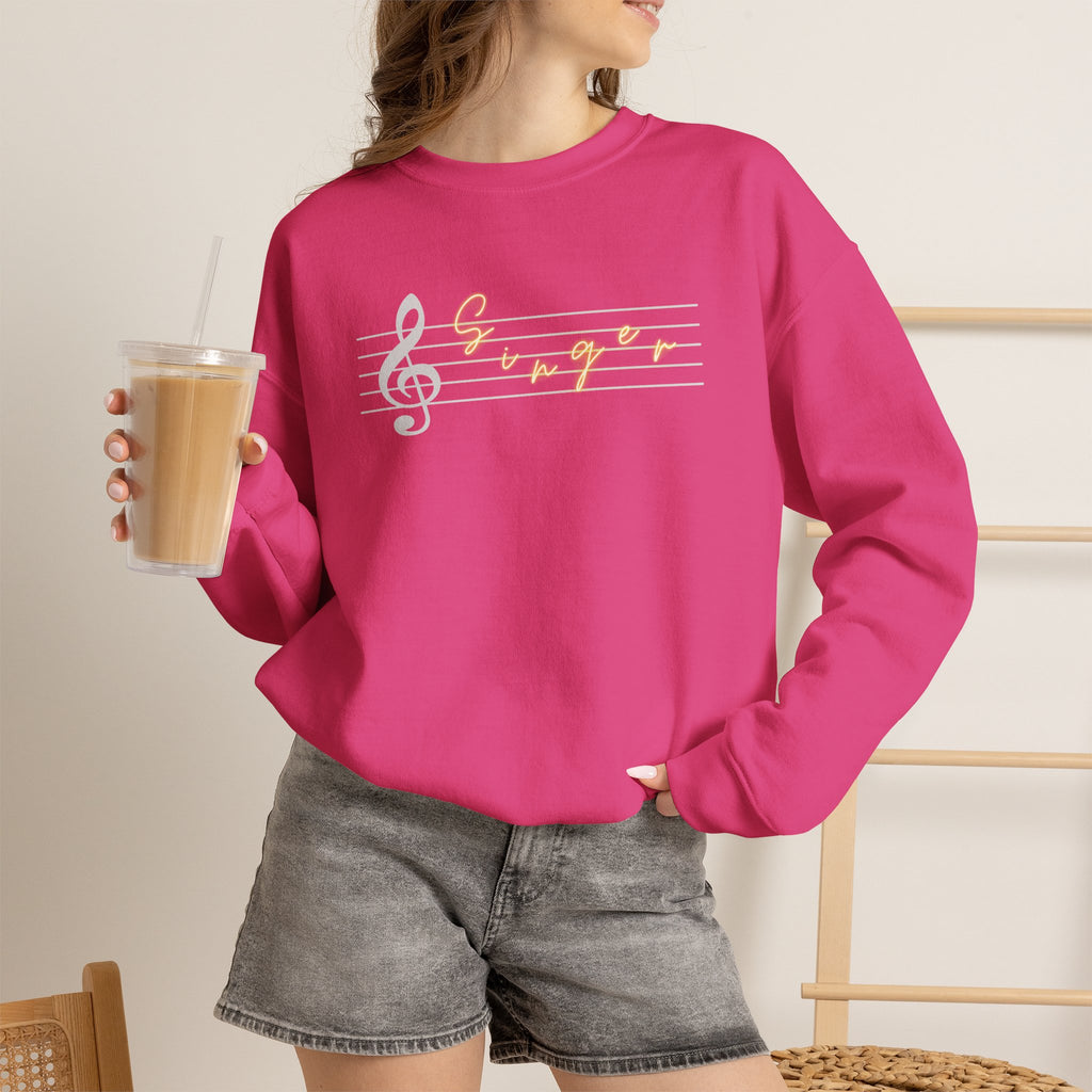 Music Staff Singer Crewneck Sweatshirt — Vocalist Musician Sweatshirt