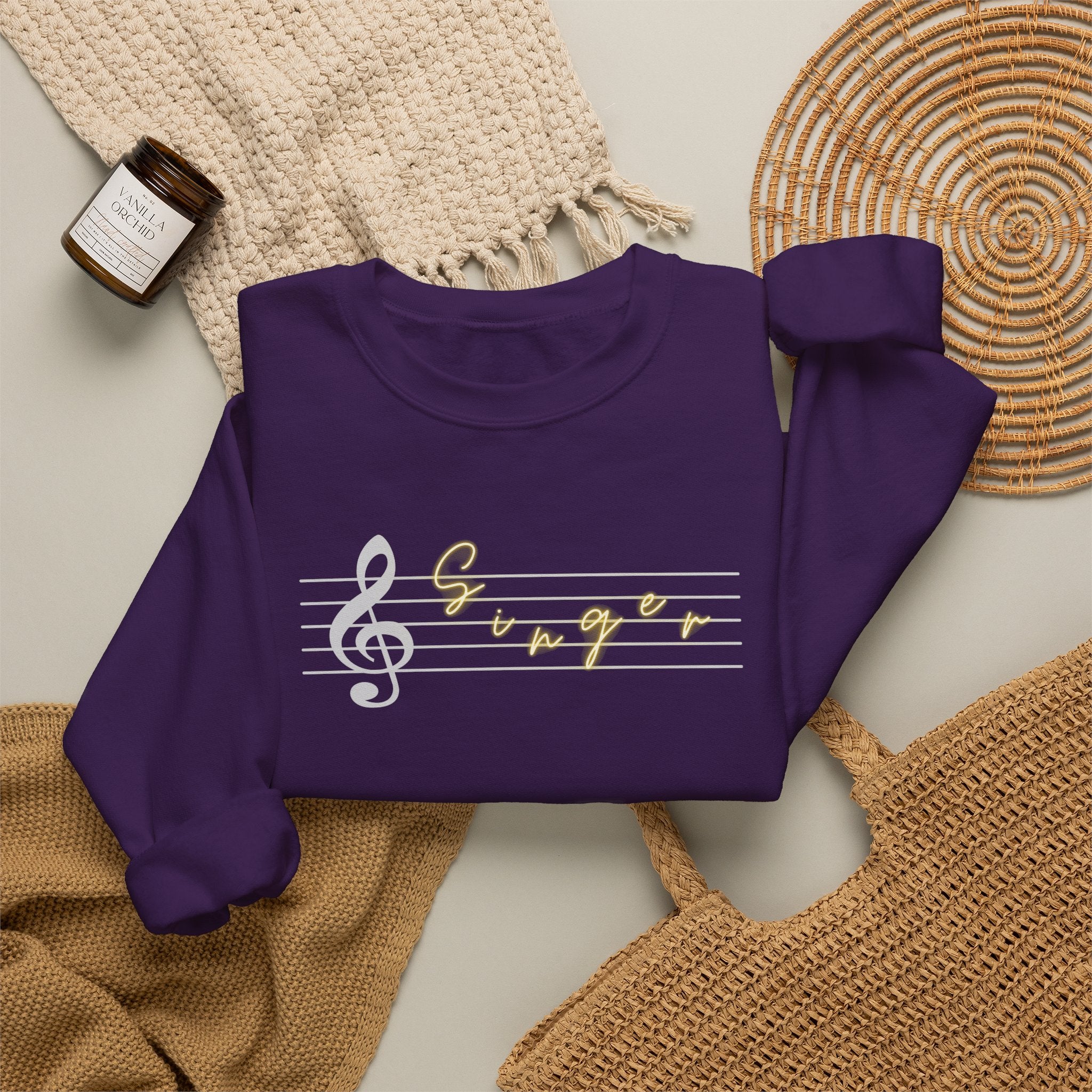 Music Staff Singer Crewneck Sweatshirt — Vocalist Musician Sweatshirt