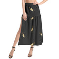 Opening night skirt - Elastic Waist Ruffle Slit Hem Skirt with comedy tragedy masks