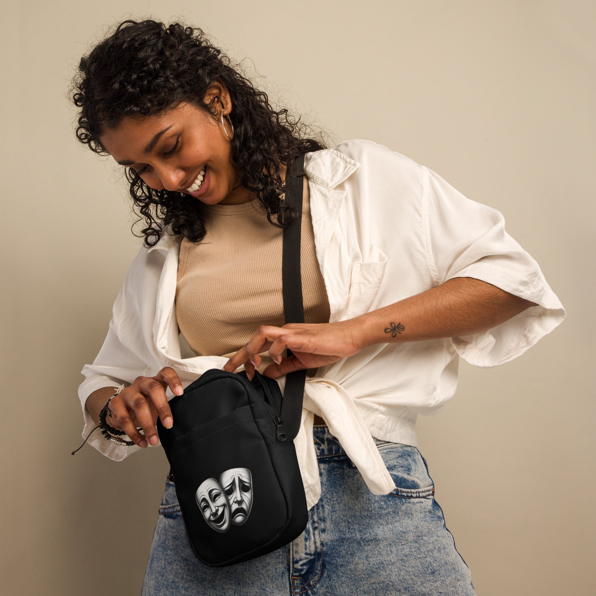 Theatre masks utility crossbody bag