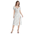 Black and white music notes whimsical Puff Sleeve Split Thigh Midi Dress